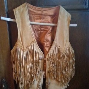 Leather fringe vest